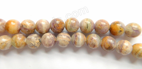 Flower Sugilite  -  Smooth Round Beads  16"