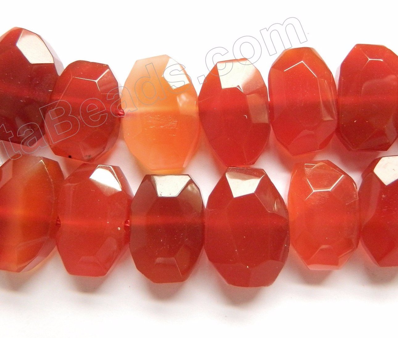 Dark Carnelian Natural A  -  Faceted Hexagon, Faceted Nuggets 16"     18 x 13 x 10 mm