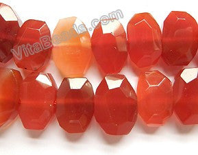 Dark Carnelian Natural A  -  Faceted Hexagon, Faceted Nuggets 16"     18 x 13 x 10 mm