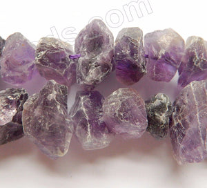 Amethyst Natural  -  Center Drilled Rough Nuggets  16"