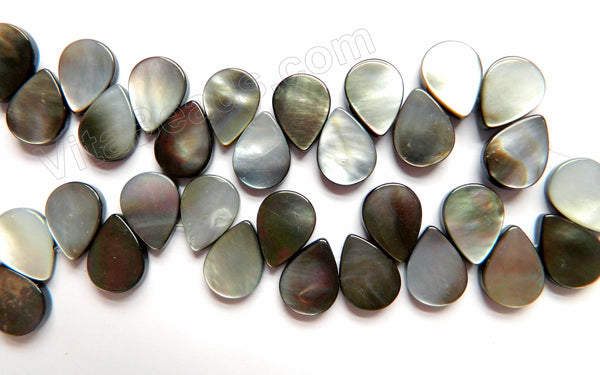 Mother of Pearl shell (Grey)  -  Top Drilled Flat Briolette  16"