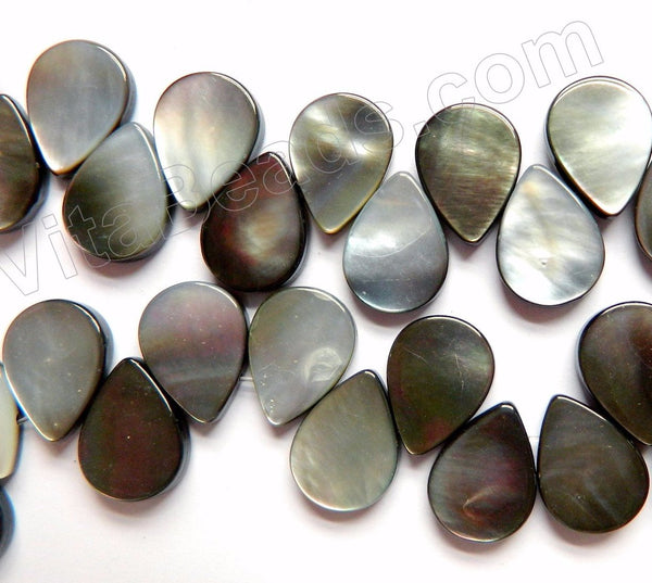 Mother of Pearl shell (Grey)  -  Top Drilled Flat Briolette  16"