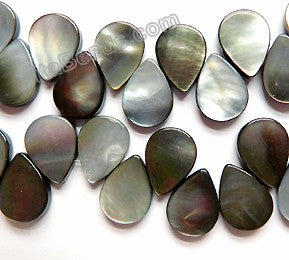 Mother of Pearl shell (Grey)  -  Top Drilled Flat Briolette  16"