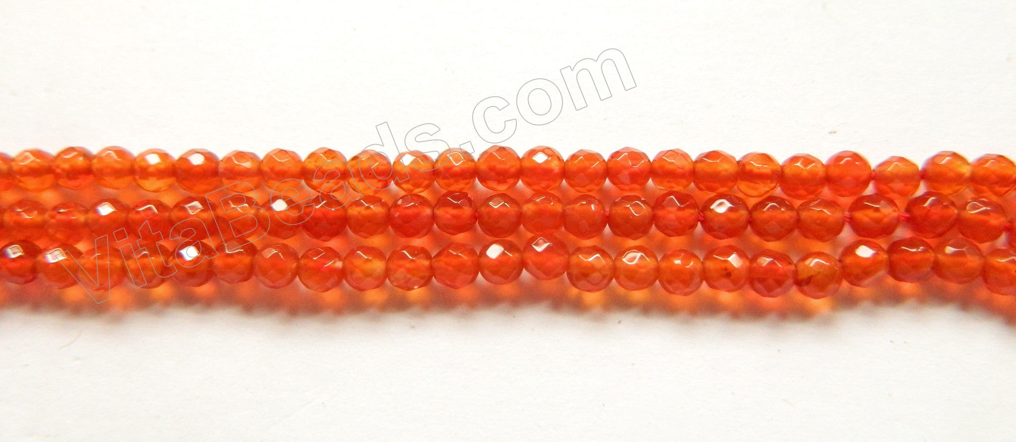 Carnelian AA  -   Small Faceted Round  15.5"    3mm