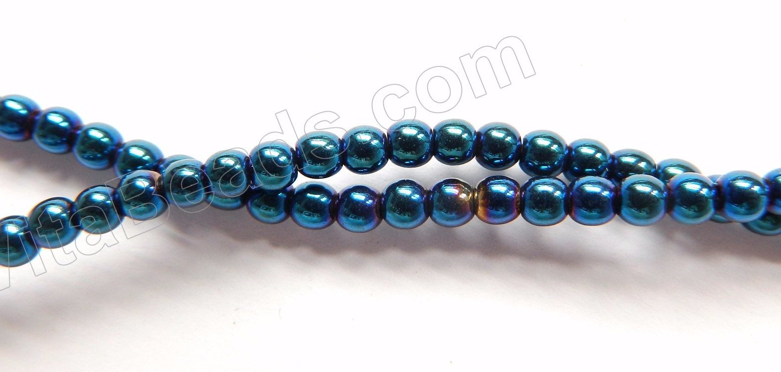 London Blue Plated Hematite  -  Small Smooth Round  16"   3mm