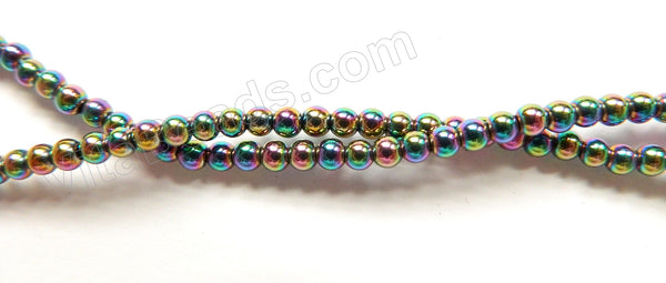 Peacock Plated Hematite  -  Small Smooth Round  16"   3mm