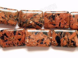 Red Blue Mixed Goldstone  -  Puff Rectangles  16"