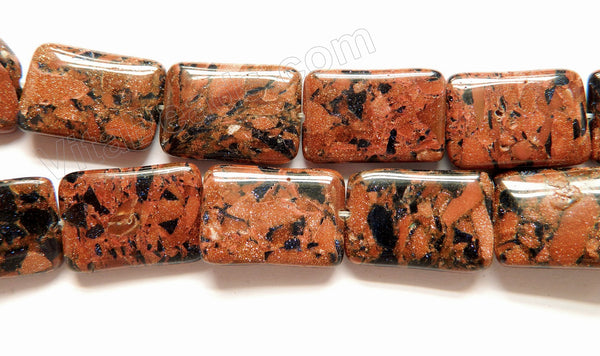 Red Blue Mixed Goldstone  -  Puff Rectangles  16"
