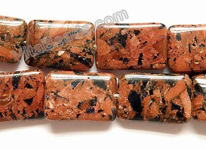 Red Blue Mixed Goldstone  -  Puff Rectangles  16"