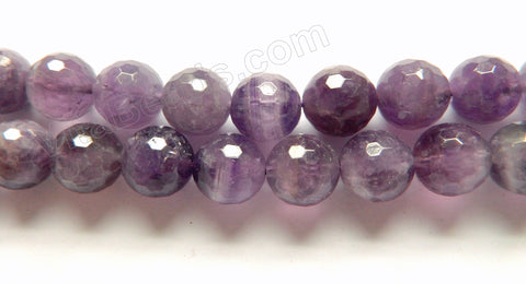 Sage Amethyst Light  -  Faceted Round Beads 16"