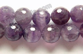 Sage Amethyst Light  -  Faceted Round Beads 16"