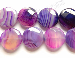 Purple Sardonix Agate AA  -  Faceted Coins  16"