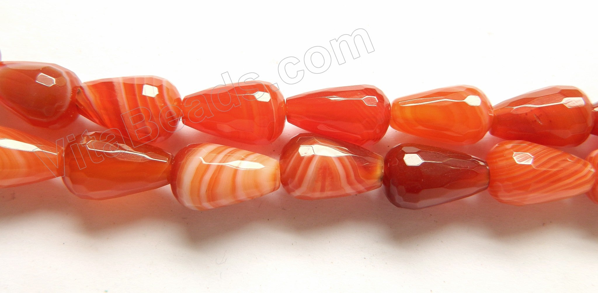 Carnelian w Stripes AA -  10x16mm Faceted Drops 16"