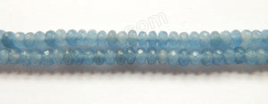 Dark Sky Blue Aquamarine Jade  -  Small Faceted Rondells  15"    4 mm