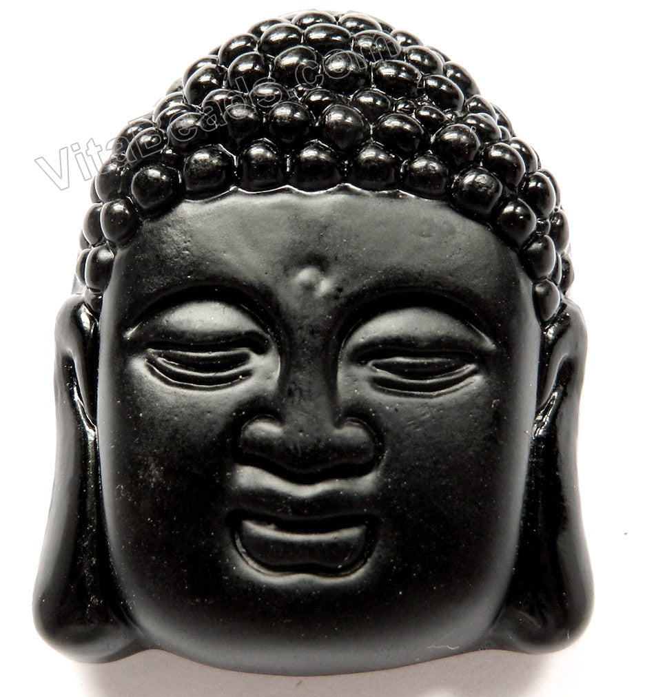 Black Onyx - Frosted Buddha Head Pendant