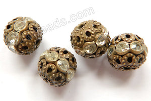 Rhinestones Copper Beads Bronze Ball