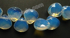 Synthetic White Opal -  10mm Faceted Flat Briolette  16"