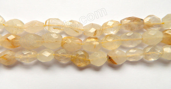 Yellow Rutilated Quartz  -  8-10mm Faceted Oval 14"