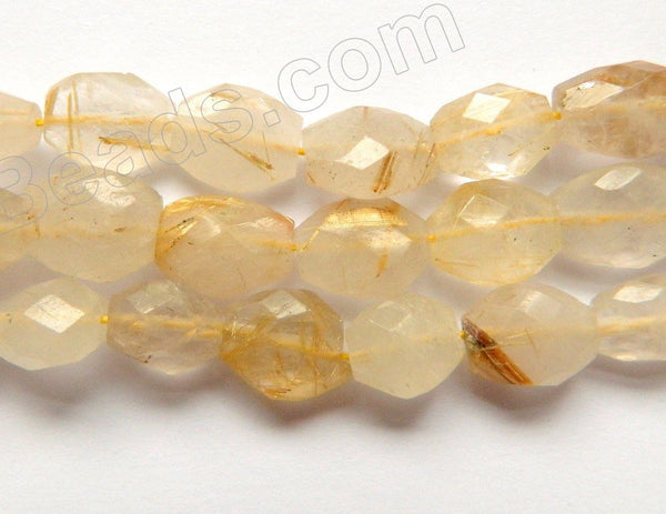 Yellow Rutilated Quartz  -  8-10mm Faceted Oval 14"