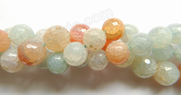 Light Amazonite, Brown Fire Agate  -  Faceted Round 16"