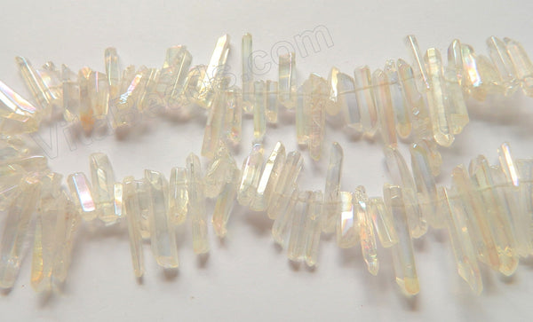 AB Plated Crystal Natural  -  Smooth Long Sticks  16"    15 - 25 mm