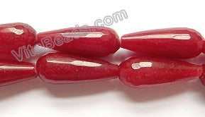 Dull Dark Red Jade  -  11x28mm Faceted Drops  16"