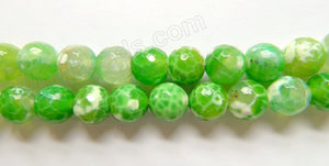 Fresh Spring Green Fire Agate  -  Faceted Round  15"