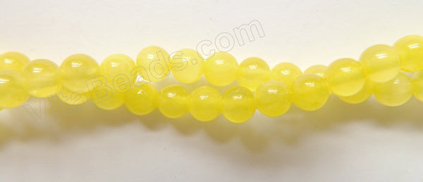 Lemon Semi Transparent Jade  -  Smooth Round Beads  15"