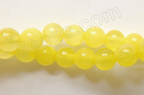 Lemon Semi Transparent Jade  -  Smooth Round Beads  15"