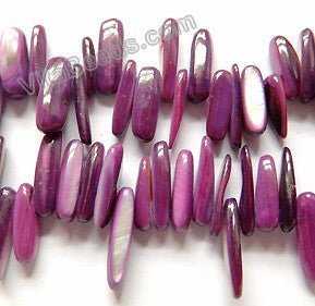 MOP Shell  -  Dark Purple  -  Smooth Long Chips , Sticks 16"      6 x 18 mm