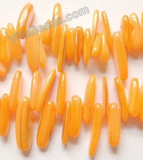 MOP Shell  -  Dark Yellow  -  Smooth Long Chips , Sticks 16"      6 x 18 mm
