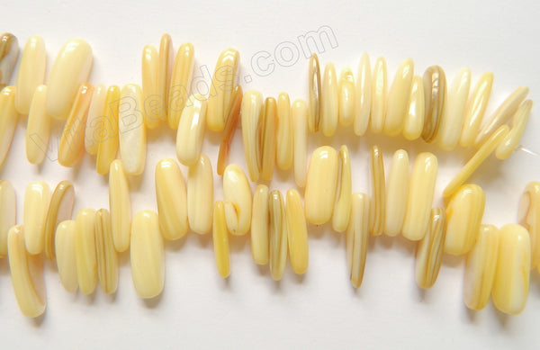 MOP Shell  -  Butter Yellow  -  Smooth Long Chips , Sticks 16"      6 x 18 mm