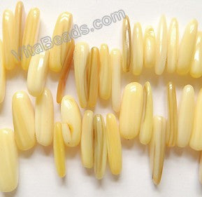 MOP Shell  -  Butter Yellow  -  Smooth Long Chips , Sticks 16"      6 x 18 mm