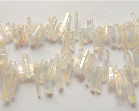AB Plated Crystal Natural  -  Smooth Long Sticks  16"    15 - 25 mm