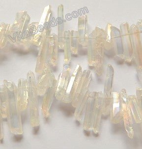 AB Plated Crystal Natural  -  Smooth Long Sticks  16"    15 - 25 mm