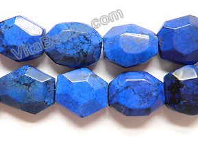 Lapis Blue Crack Turquoise  -  Faceted Coin Nuggets 16"