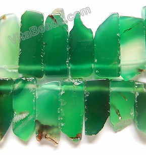 Green Agate  -  Graduated Top-drilled Long Rectangle Slabs  16"    12 x 20 mm to 12 x 40 mm
