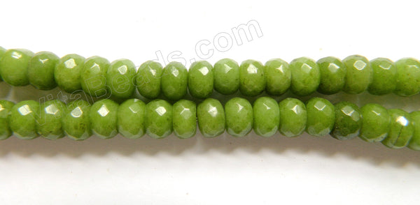 Olive Mashan Jade  -  Faceted Rondels 16"    5 x 8 mm