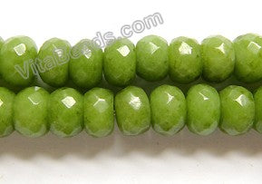 Olive Mashan Jade  -  Faceted Rondels 16"    5 x 8 mm