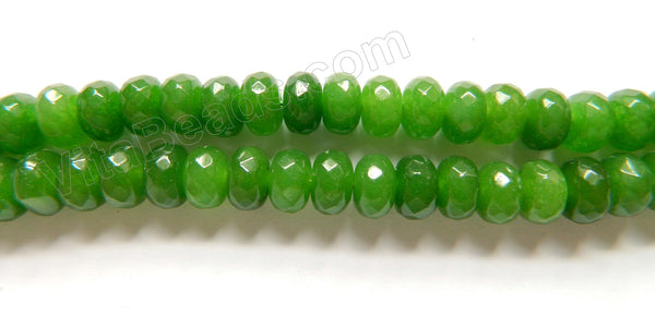 Bright Green Jade A  -  Faceted Rondels 16"    5 x 8 mm