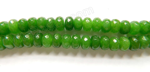 Bright Green Jade A  -  Faceted Rondels 16"    5 x 8 mm
