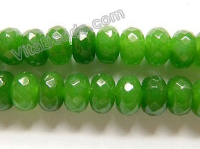 Bright Green Jade A  -  Faceted Rondels 16"    5 x 8 mm