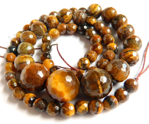 Tiger Eye    Graduated Faceted Round Necklace 16"