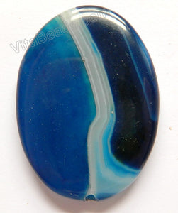 Smooth Oval Pendant - Blue Sardonix Agate