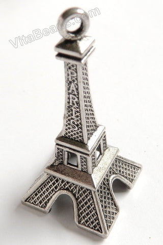 Rhodium Plated Copper Pendant Paris Eiffel Tower