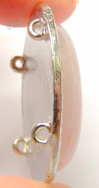 Rose Quartz - Oval Side Pendant w/ Silver Edge