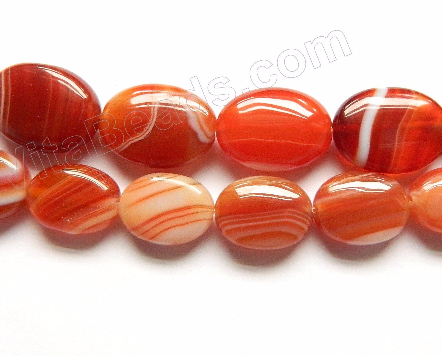 Carnelian w/ White Stripes  -   Puff Oval  16"