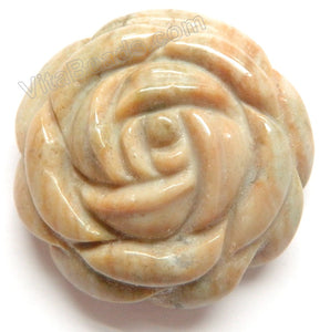 Carved Flower Pendant - Fancy Jasper - Butter Yellow