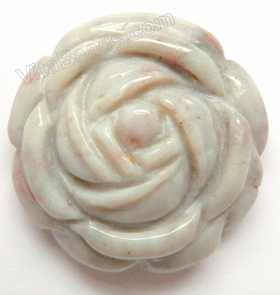 Carved Flower Pendant - Fancy Jasper - Light Lavender