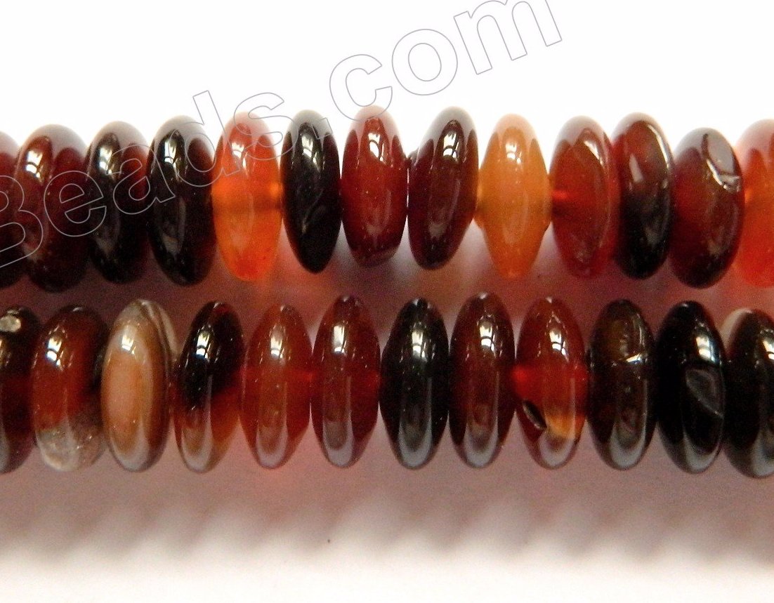 Black Red Sardonix Agate  -  Saucers  16"     10 x 4 mm